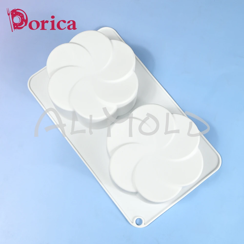 Dorica Fan-shaped Flower Silicone Molds Pudding Chocolate Mousse Mould Pastry Baking Pan Cake Decorating Tools Kitchen Bakeware