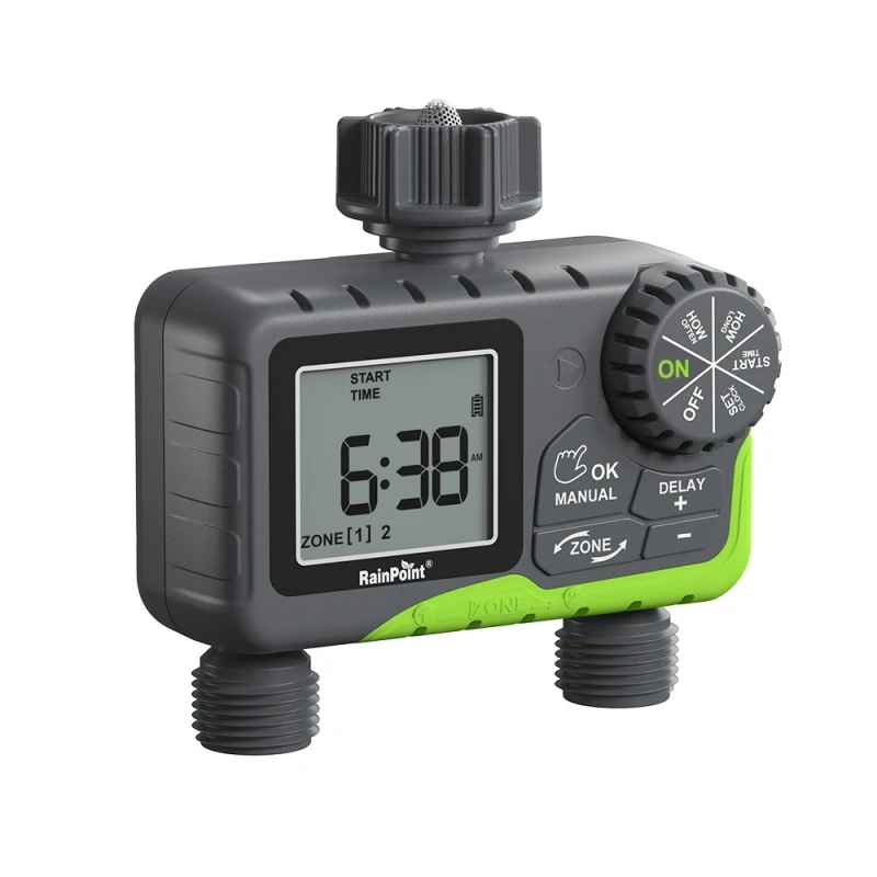 RAINPOINT Water Timer for Garden Hose with 2 Zone Rain Delay/Manual Watering/Automatic Irrigation Controller System