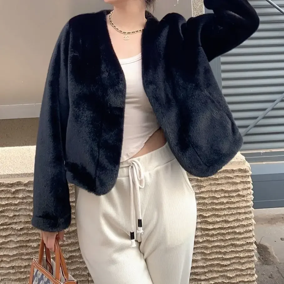 New Environmentally Friendly Fur Jacket for Women Short High-end Imitation Mink Plush Versatile Cardigan