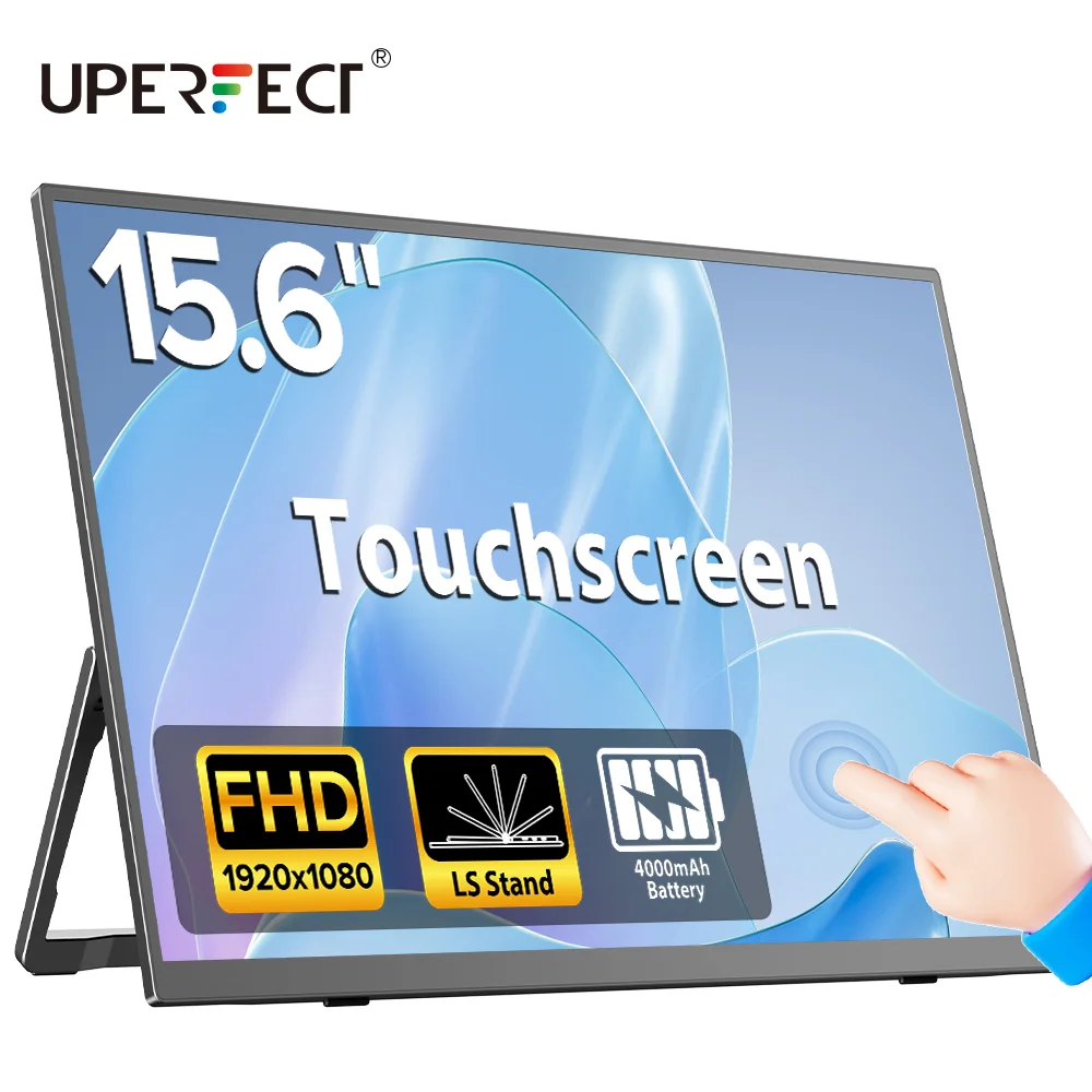 

UPERFECT 15.6" Built-in Battery Portable Touch Monitor 1920x1080P Traveling LCD Display For PC Laptop Phone Switch PS5 Xbox Mac
