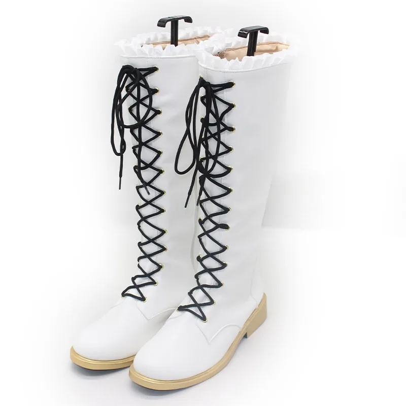Toyama Kasumi Cosplay Shoes Anime BanG Dream Cosplay Props Big Size Halloween White Boots Party Pu Leather Shoes Custom Made