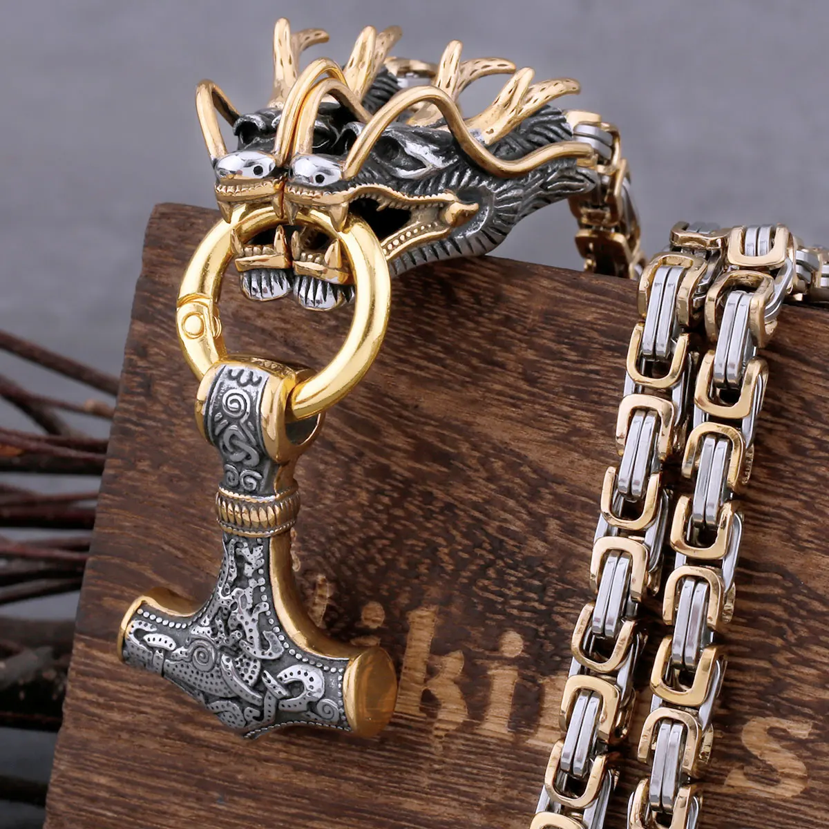 Vikings Thor's Hammer Vintage Pendant Men's Stainless Steel Faucet Square Necklace Hip Hop Fashion Biker Nordic Jewelry Gift