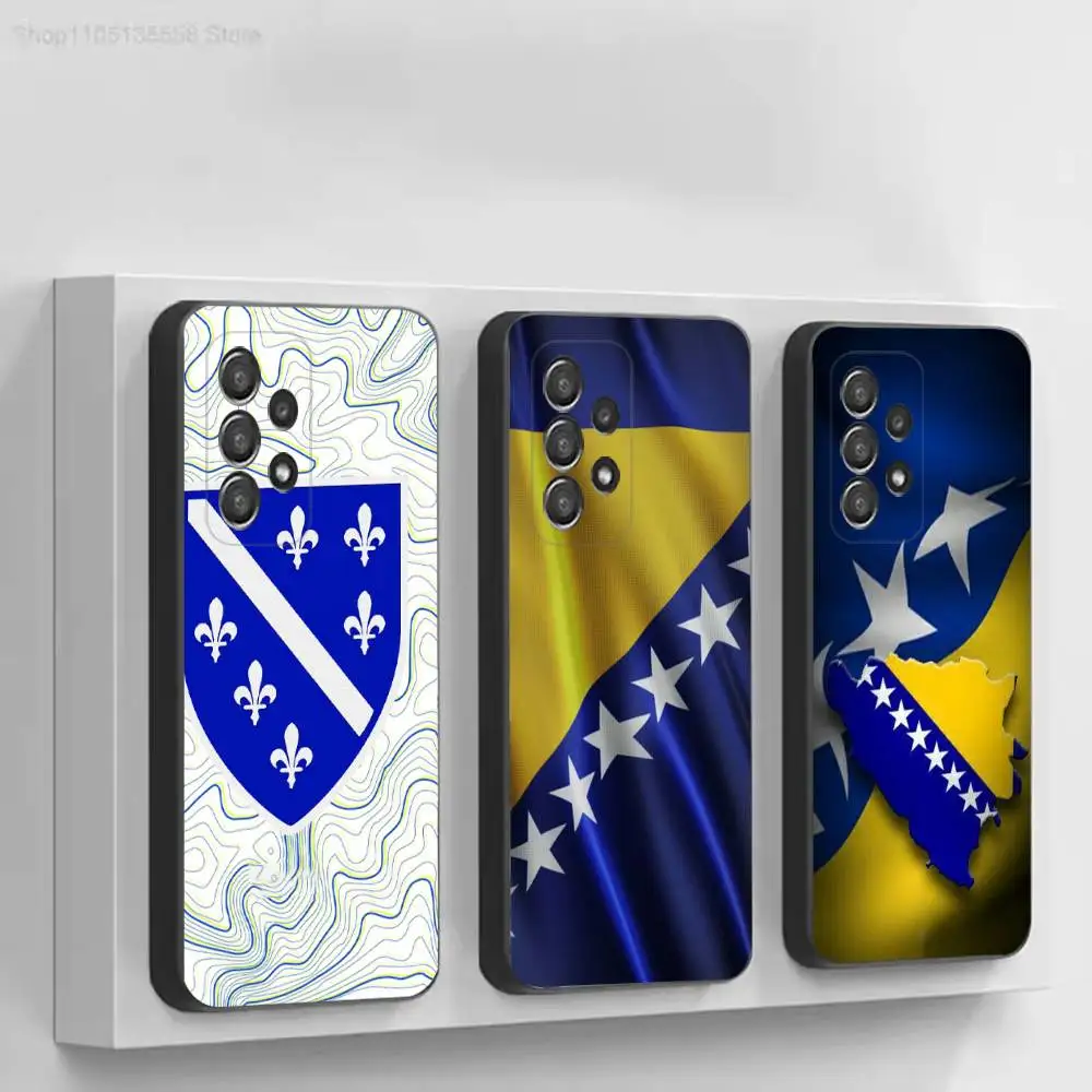 Flag B-Bosnia and H-Herzegovina Black Protective Cell Cover Soft case For Samsung S10,20,21,22,23,24,25,30Ultra Plus FE Lite