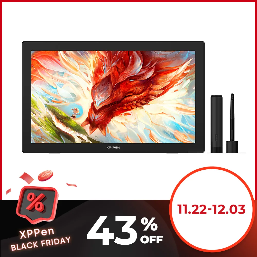 XPPen Artist 24 QHD Graphic Tablet Monitor 2K Resolution 23.8 inch Pen Drawing Display Support 60 Degrees Tilt for Windows Mac