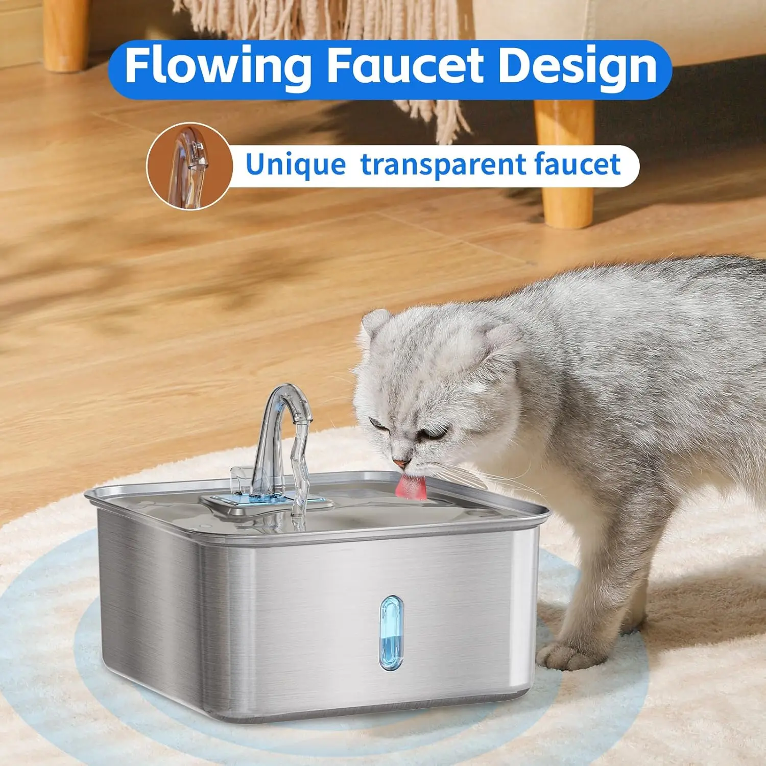 

7L Stainless Steel Pet Water Dispenser Auto Cat Fountain Smart Dog Water Dispenser Visual Window Drinking Bowl for Large Dogs