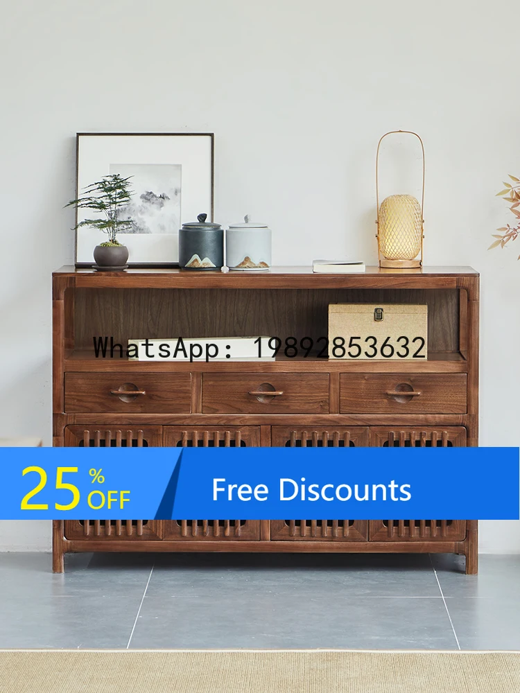 

YFY New Chinese Style Black Walnut Solid Wood Display Cabinet Multi-Functional Combination Cabinet Wall-Mounted Multi-Layer