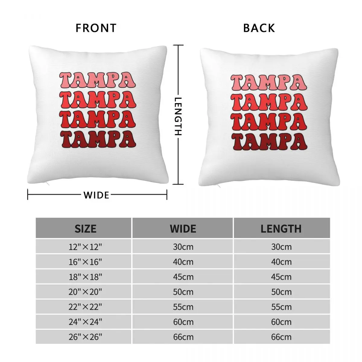 U Tampa Gradient Text Square Pillowcase Polyester Linen Velvet Printed Zip Decor Pillow Case Car Cushion Cover