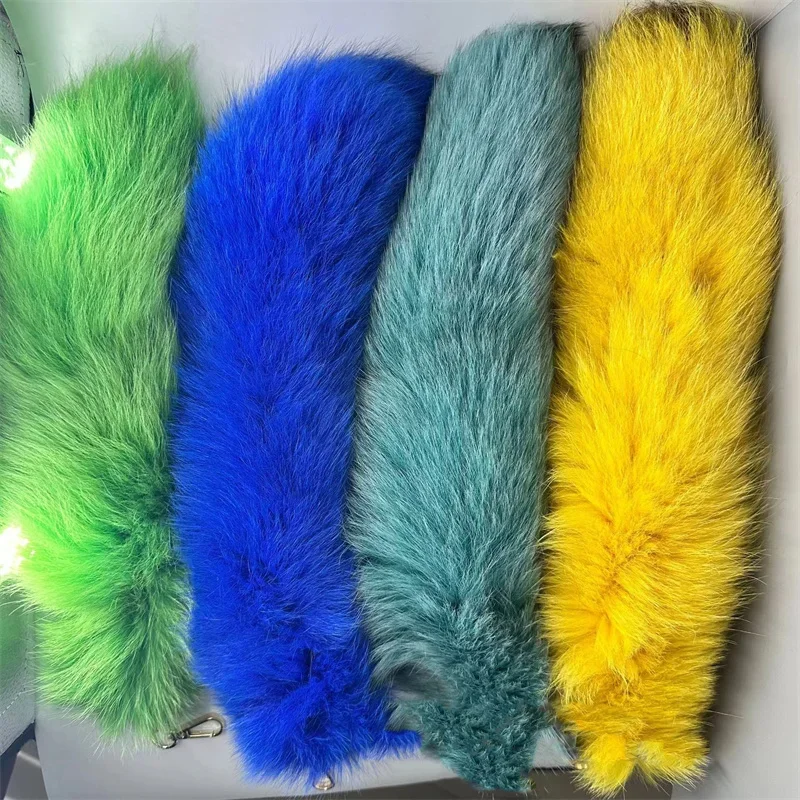 Natural Fox Fur Tail Keychain Furry 2024 cHIC y2k Beautiful Accesory Length 40Cm Car Keychain For Women Fluffy Key Chain
