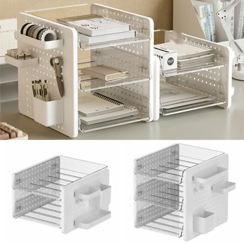 

Creative Bathroom Counter Rack Large Capacity Plastic Desk Stationery Organizing Box Hollow Save Space Hole Board Storage Box