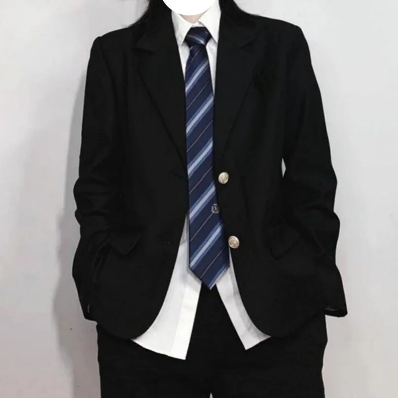 DK School Uniform Two-Button Suit, Japanese College Solid Jacket for Boys, Great for Graduation Photo and Daily Class Wear