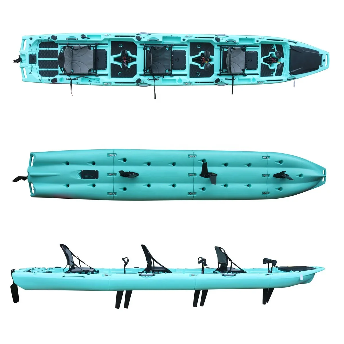 18.6ft Modular Pedal Fishing Kayak HDPE Hard Plastic 4 Section Detachable Canoe Easy Install Transport New Design