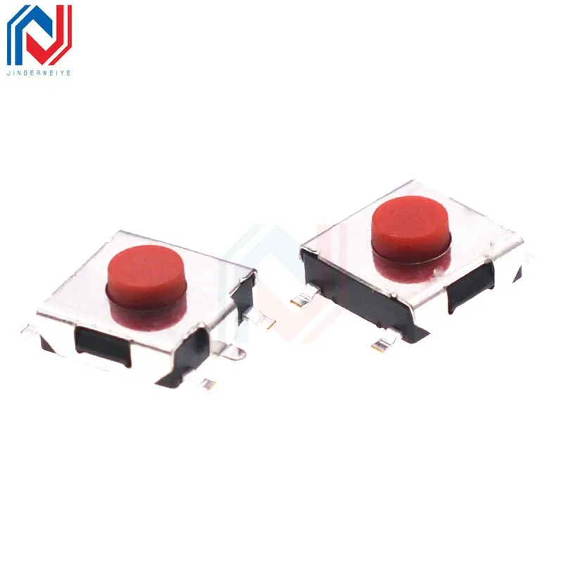 50pcs/Lot Size 6*6mm Touch Switch 5 Foot Patch Red Head Button 6*6*2.5/2.7/3.1/3.4/3. 7MM PCB Panel Keypad Switch