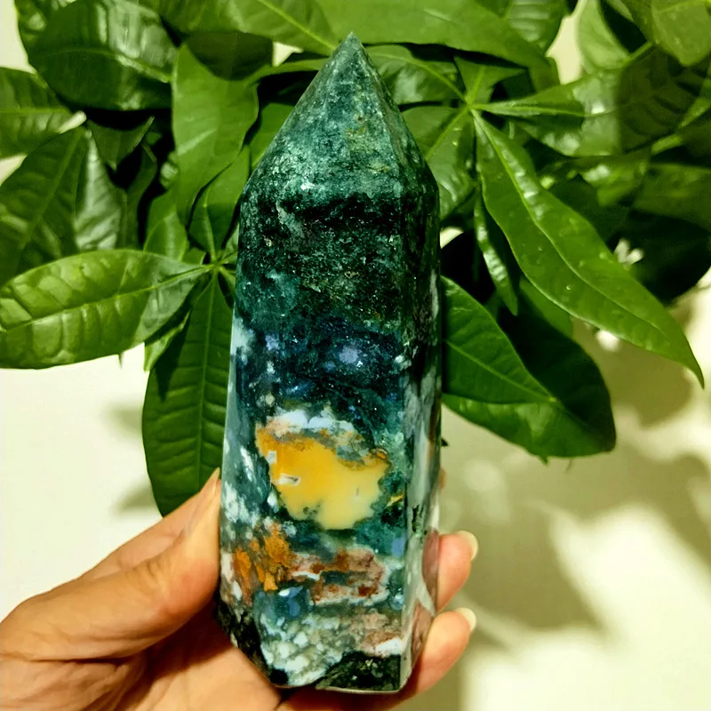 Natural Pretty Ocean Jasper Stones Tower Wand Point Energy Meditation Spiritual Healing Feng Shui Crystals Room Decortion