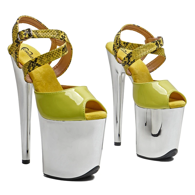 Leecabe 8Inch/20cm Patent  PU  with snake  upper  Platform Sandals  party High Heel stripper heel Pole Dance Shoes