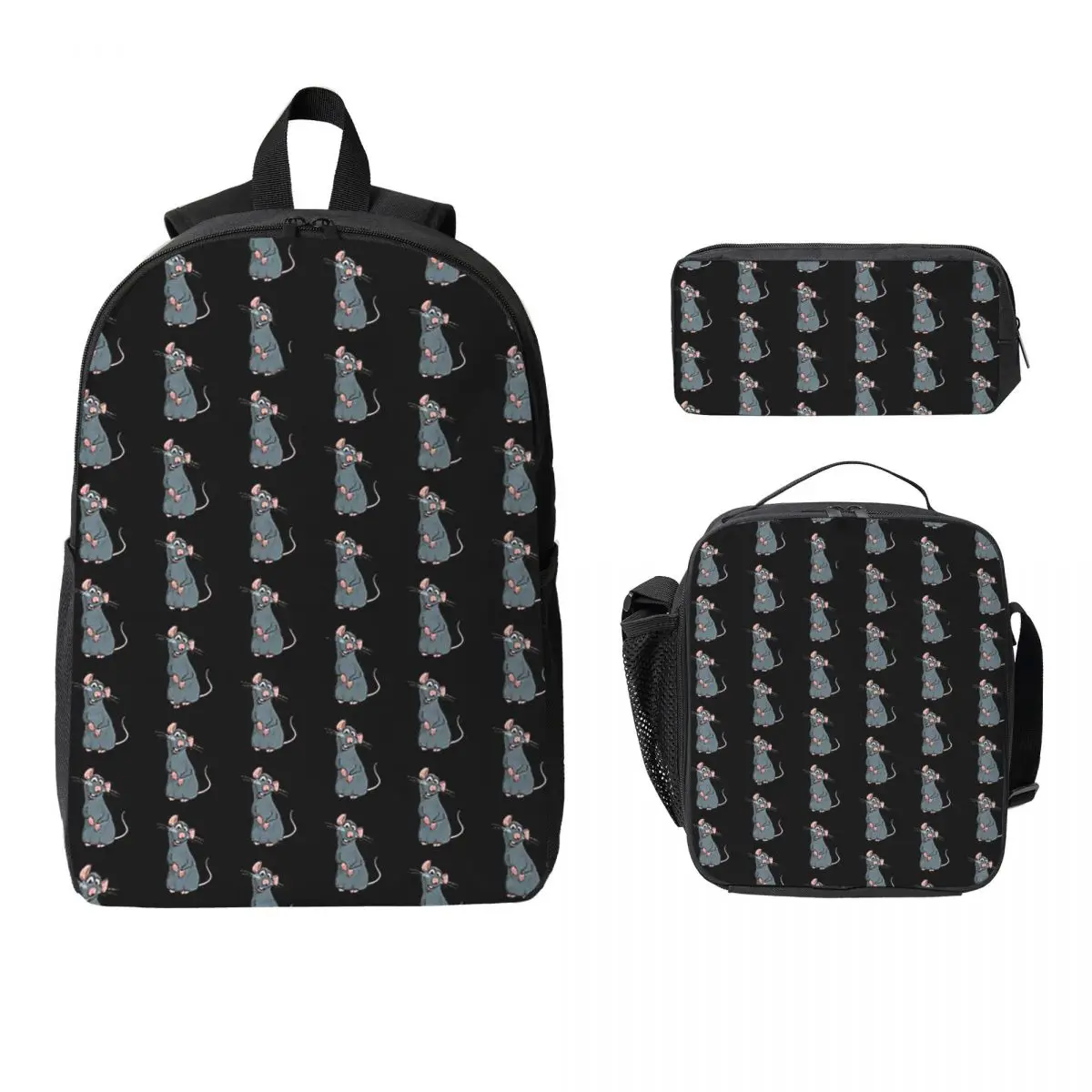 

Remy From Ratatouille 1 Backpack Student Boy Girls BookBag School Bag Computer Shoulder Bags 3ps Insulated Lunch Bag Pencil Case