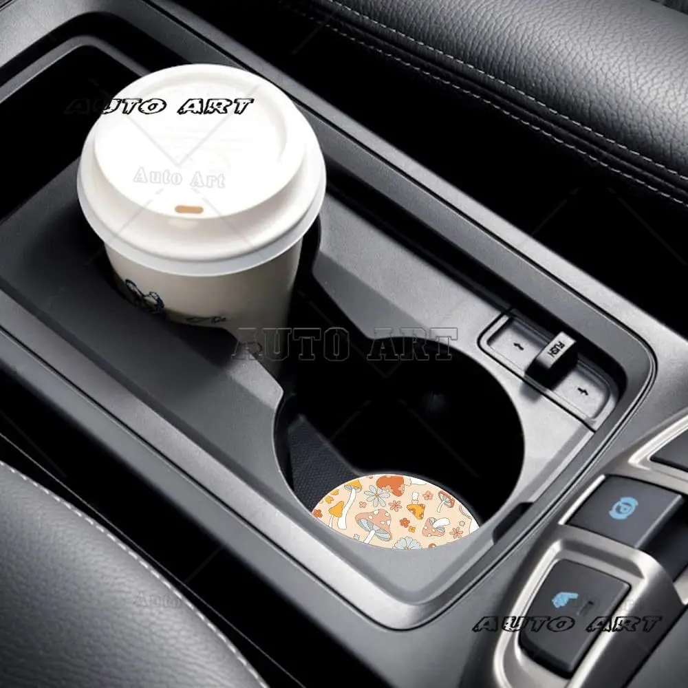 Car Cup Holder Coasters 2 Pack Universal Auto Anti Slip Insert Coaster Cute Car Assecories Car Interior Mushroom and Flowers