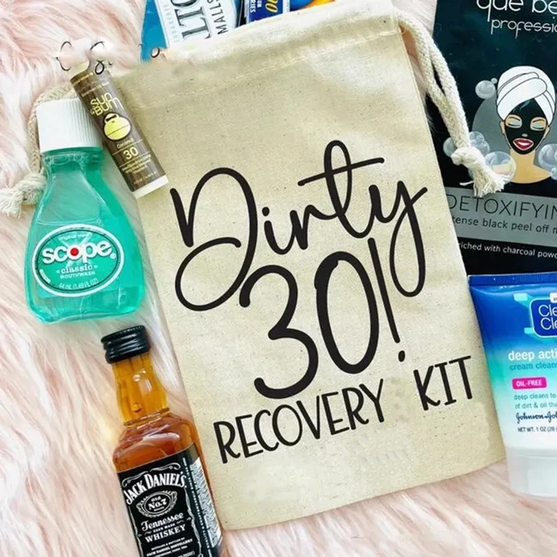 5pcs Dirty 30 Hangover Recovery Survival Kit Gift bags 30th thirty years old Birthday party decoration favor