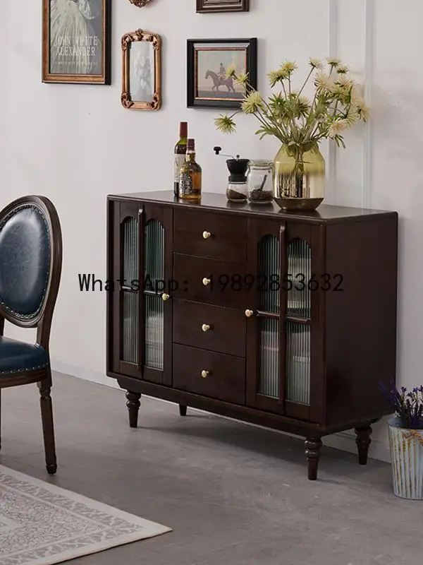 LYY American Style Pure Solid Wood Sideboard Floor Storage Small Apartment Entryway Bookcase Living Room Wine Cabinet