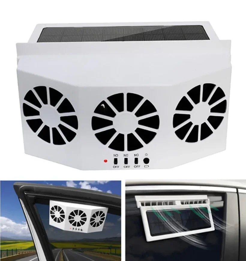 New Solar Powered Car Cooler Window Radiator Exhaust Fan Auto Air Vent Radiator Fan Ventilation Radiator Cooling System for Car