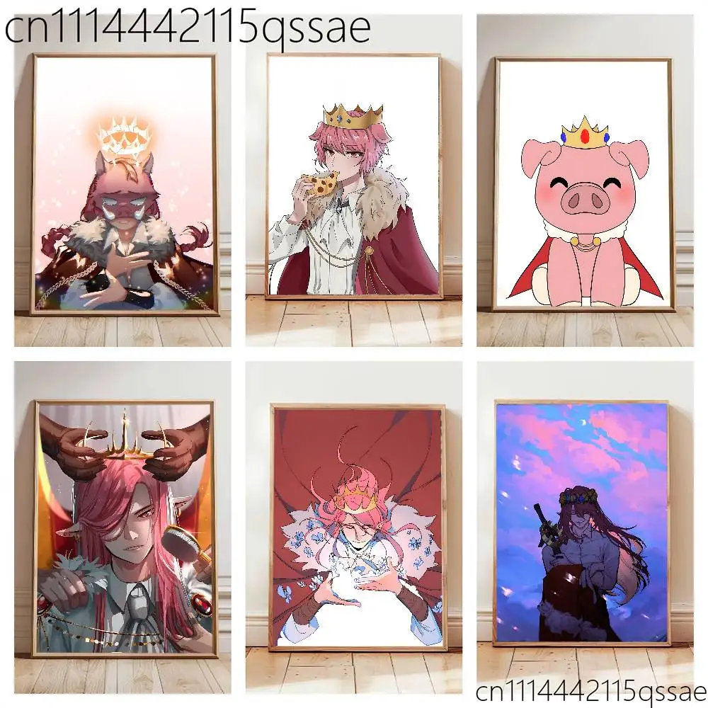 T-Technoblade T-Techno Rolled Poster Cartoon Wall Art for Nursery Kid Room Playroom Cute Princes Painting Home Room Decor