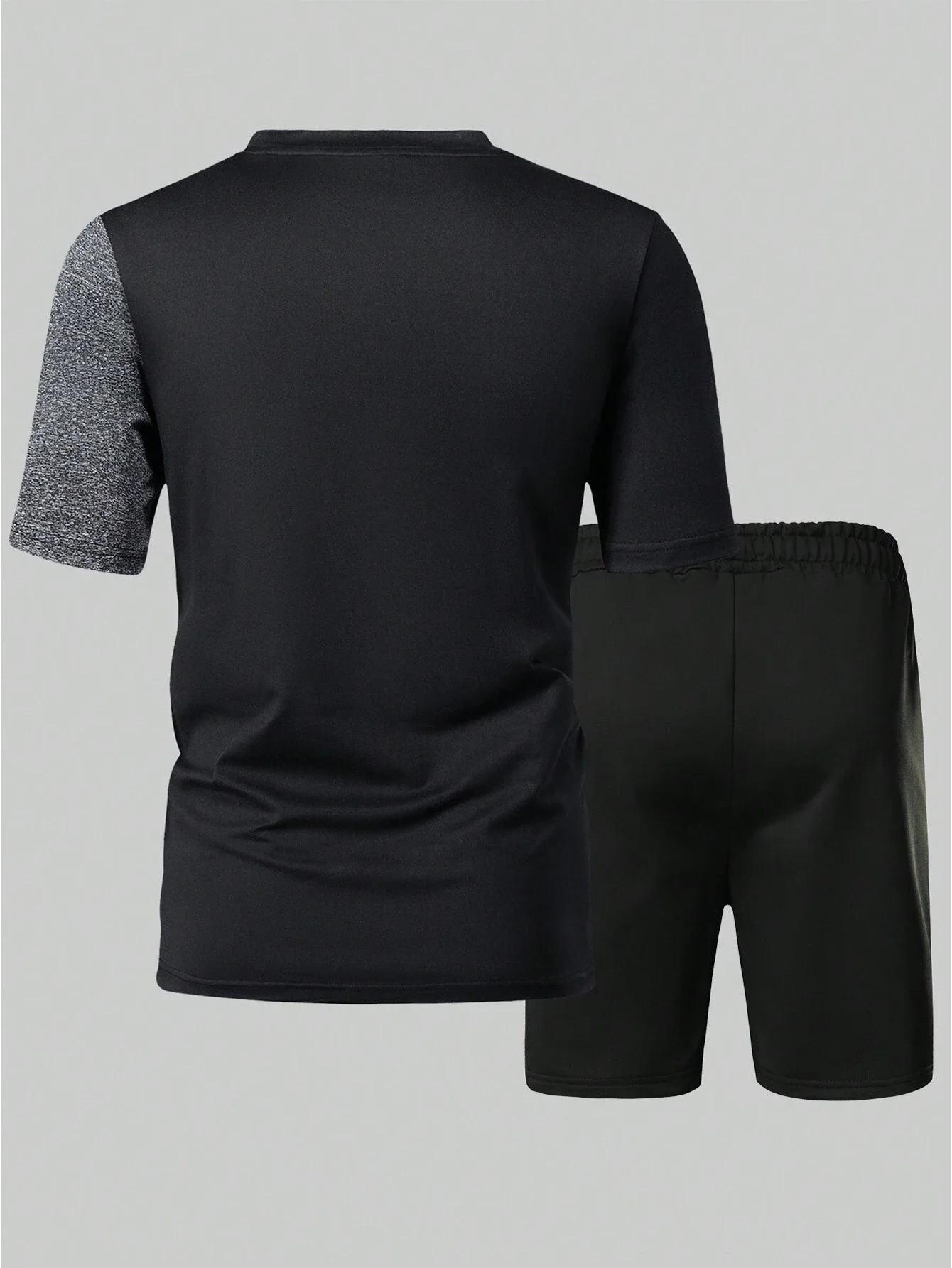 

Men's Summer Patchwork Short Sleeve T-Shirt And Shorts Set With Letter Print Casual Sport Outfit