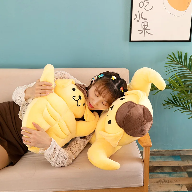 

Sanrio Large Size Kawaii Pompompurin Muscle Stuffed Plush Toys Big Size Lovely Soft Pillow Gift Kids Pom Pom Purin Plushie Dolls