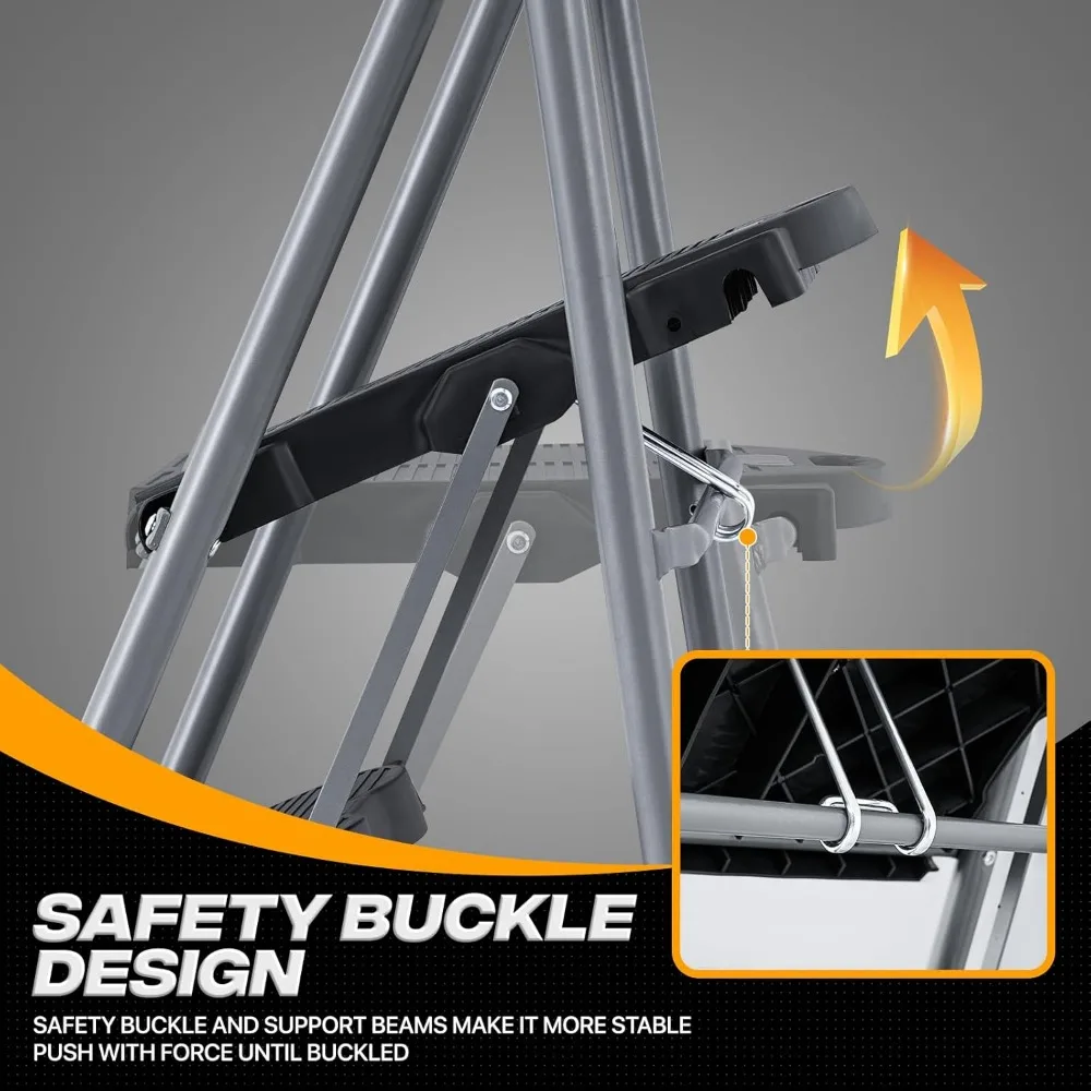 compact 3-step folding ladder with wide anti-slip treads for home use