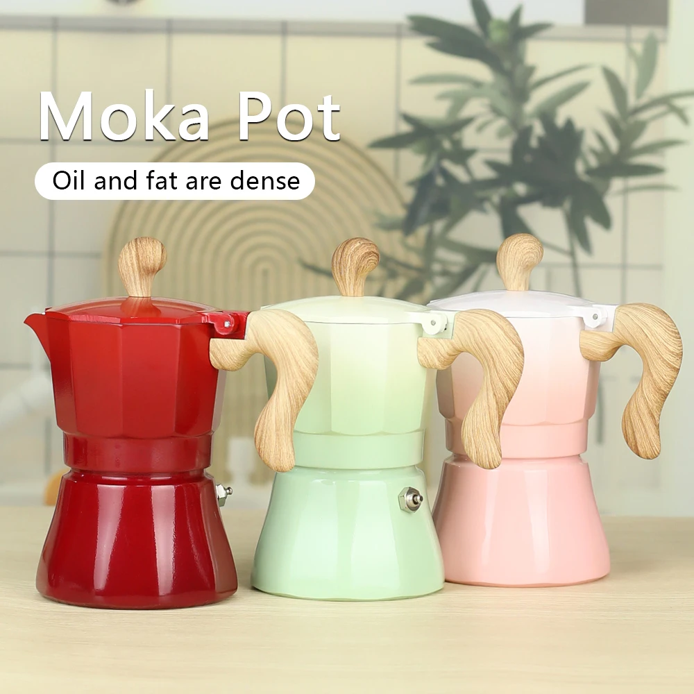 3-Cup Gradient Color Mocha Pot, Concentrated Extraction Coffee Pot, Essential for Home, Outdoor Camping, and Office Use
