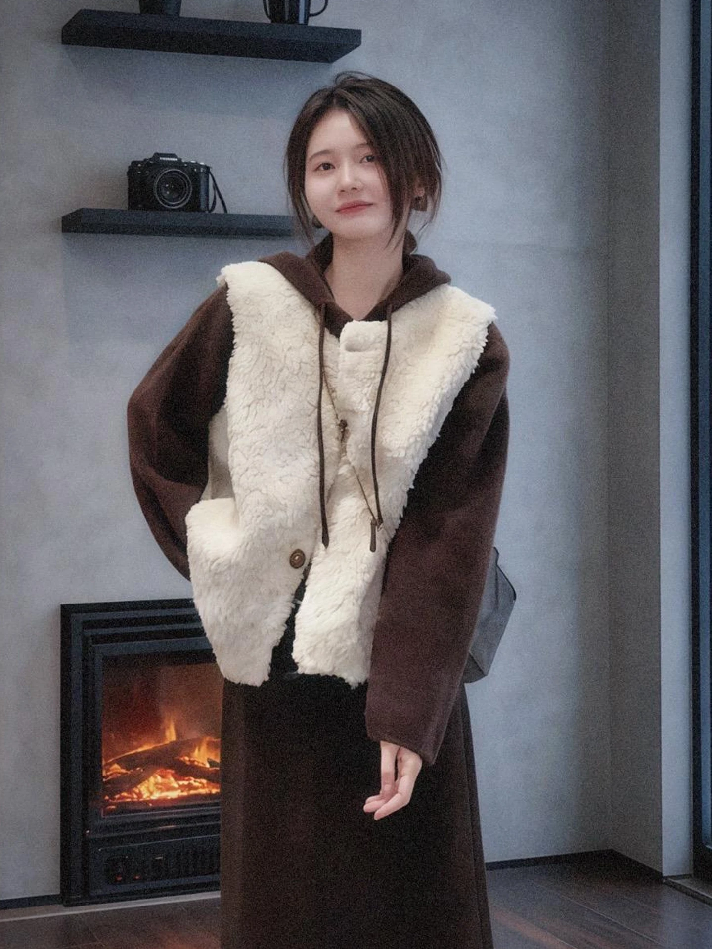 

Pure Color Sweater Vest Outerwear Winter Open Cardigan Slimming Layered Top Casual Trendy Commute Sle Regular Length Single...