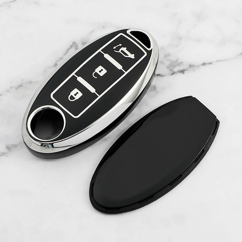 Car Key Case Cover for Nissan Leaf Micra Qashqai J11 J10 X Trail T32 Versa Note Patrol 3 4 5 Buttons Key Fob Protector Keychain