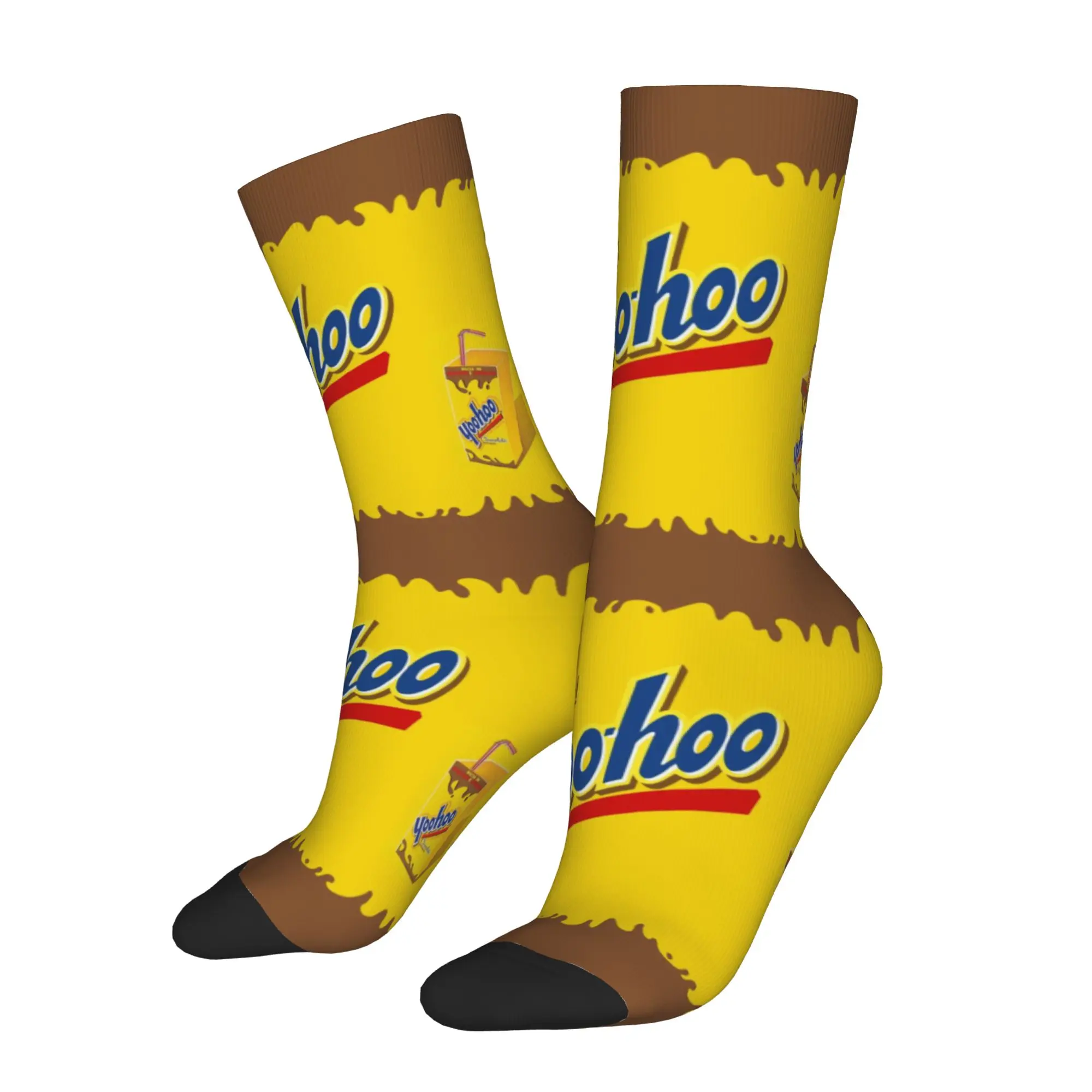1 Pair Funny Sock Yoo-hoo Logo (4) Rock Seamless Pattern Printed Men Crew Socks Casual Men's Socks