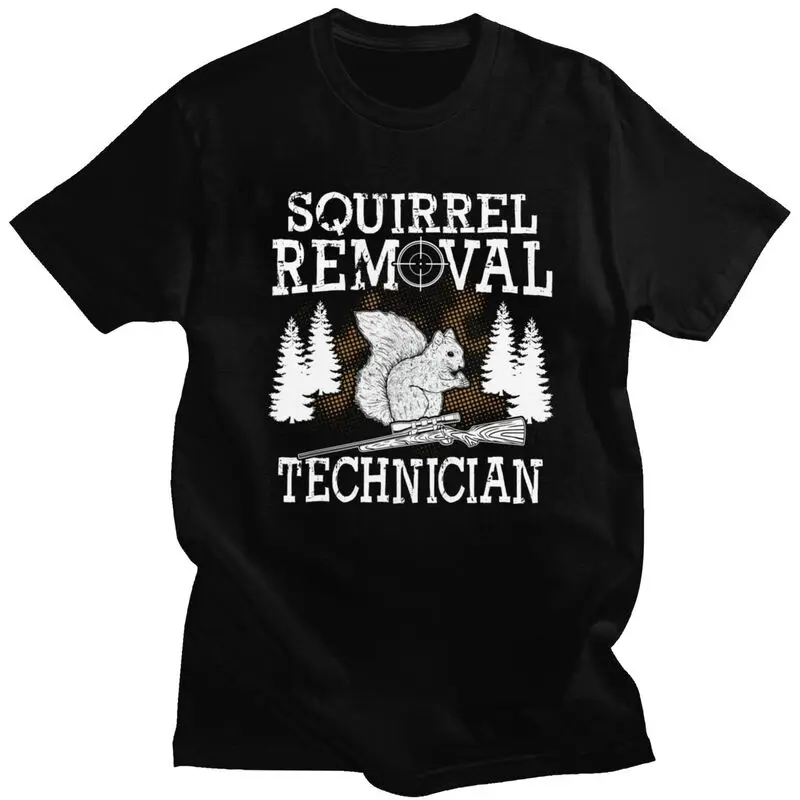 Funny Hunting Lover Graphic Squirrel Hunters T Shirt for Men Pure Cotton Tshirt Casual Tees T-shirts