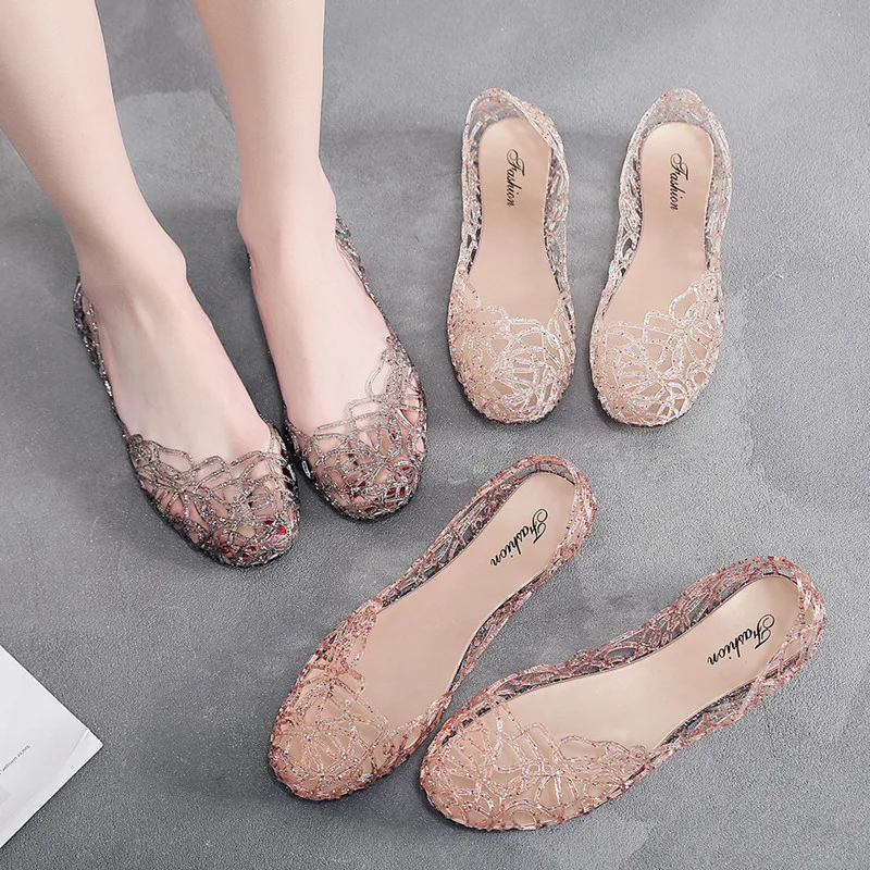 Zapatos de Baile Planos para Mujer, Zapatos de Madre, Zuecos, Sandalias de Malla, Sandalias de Gelatina, Zapatos de Playa, Sandalias Casuales de Verano para Mujer