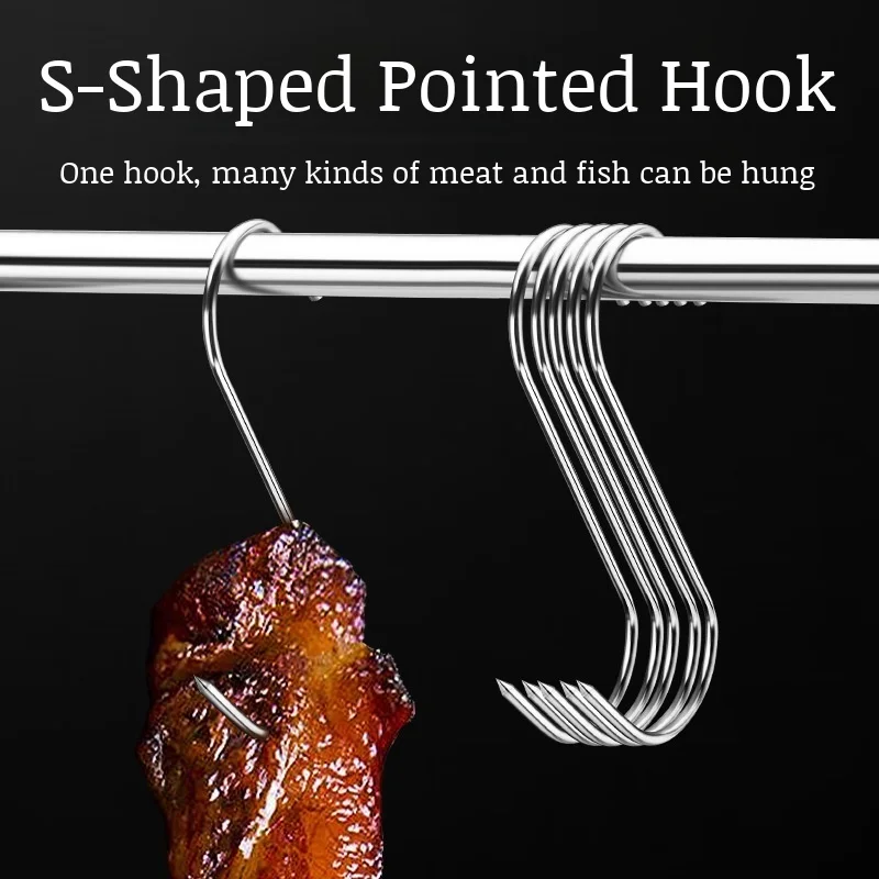 Stainless Steel S Hooks Pork Beef Lamb Suspension Tip Hooks Thickened Hooks Hooks image 2