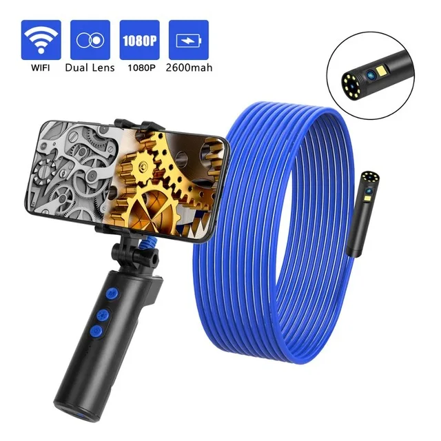 

8mm 2MP 1080P Dual Lens WIFI Endoscope Water-proof IP66 CMOS Borescope Inspection Digital Microscope Camera Otoscope