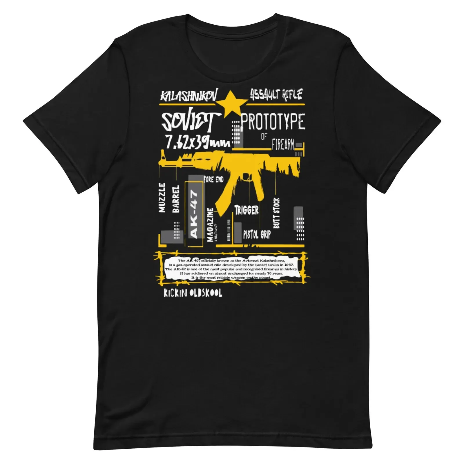 Camiseta Retro High Black Taxi AK-47 Specs Label gráfica zapatillas 100% algodón cuello redondo manga corta verano Casual camiseta para hombre