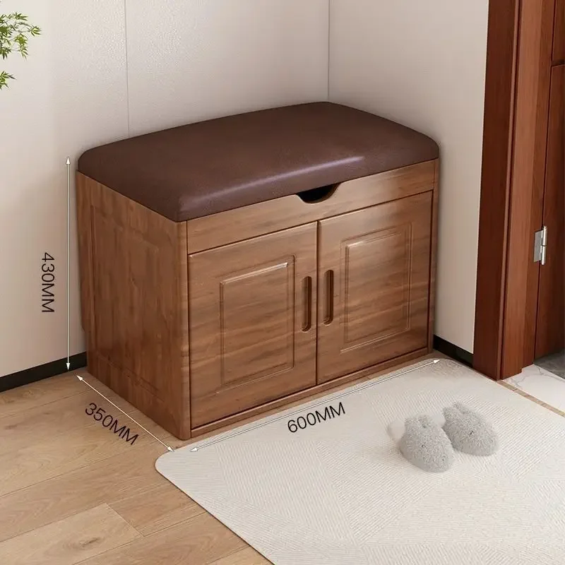 

New all-solid wood shoe cabinet shoe changing stool integrated modern simple and durable home door living room shoe stool