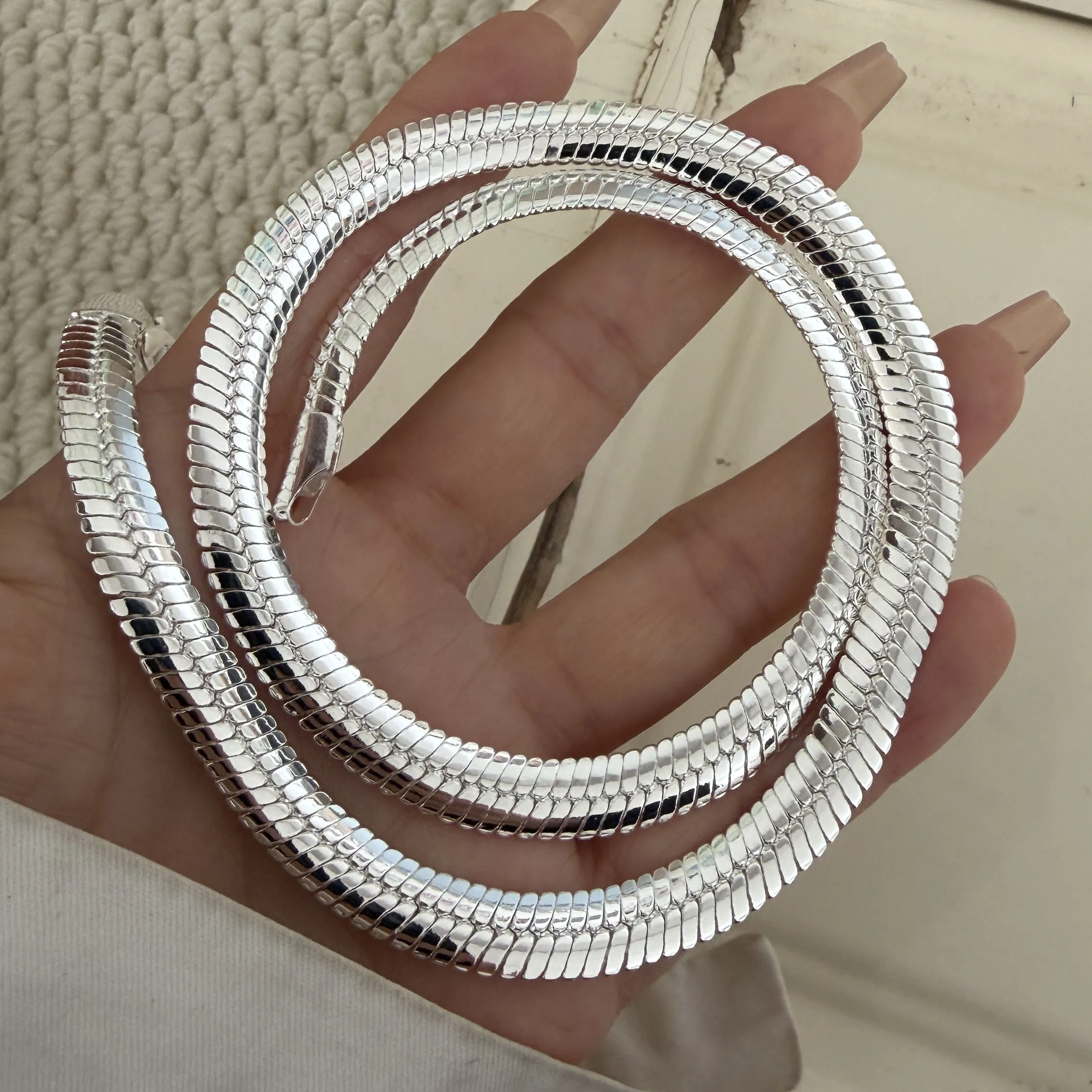 

Серебряное колье 925 пробы для женщин, регулируемое, круглое, цепочка-змейка, чокер, подарок на день рождения, аксессуар