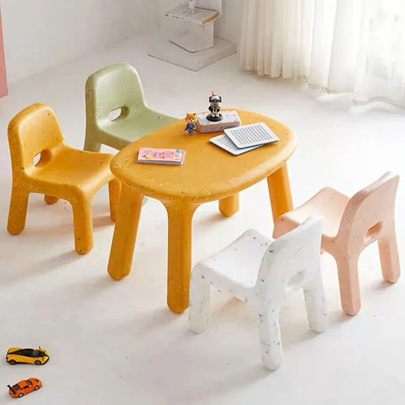 Conjunto de mesa e cadeiras de estudo moderno para crianças mesa cadeira fezes jardim de infância plástico crianças fortes mesas duráveis móveis g