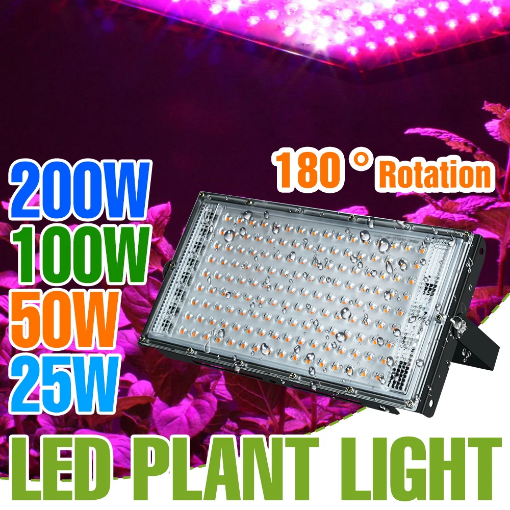 

Светодиодный фитосветильник полного спектра 200 Вт для выращивания растений в помещении, гидропоники, теплиц, гроубоксов и проращивания семян