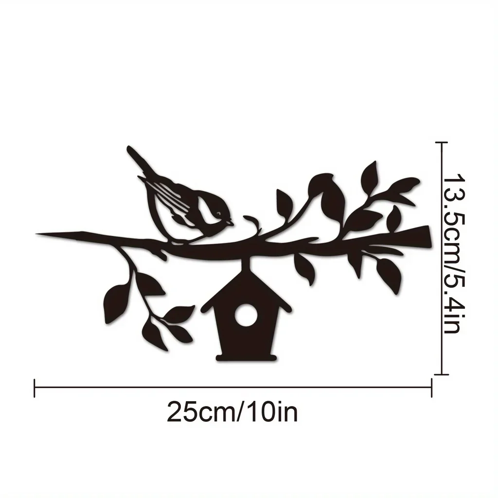 1pc Metal Yard Art, Sparrow Metal Silhouette Garden Stake, Garden Tree Decorations Backyard Garden Patio Outdoor Decoration