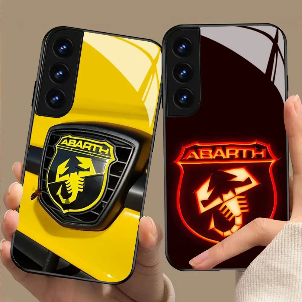ABARTH Italien C-Car Handyhülle für Samsung Galaxy S24 S26 S25 S23 S22 S21 S20 FE Edge Plus Ultra Schwarze Glasabdeckung