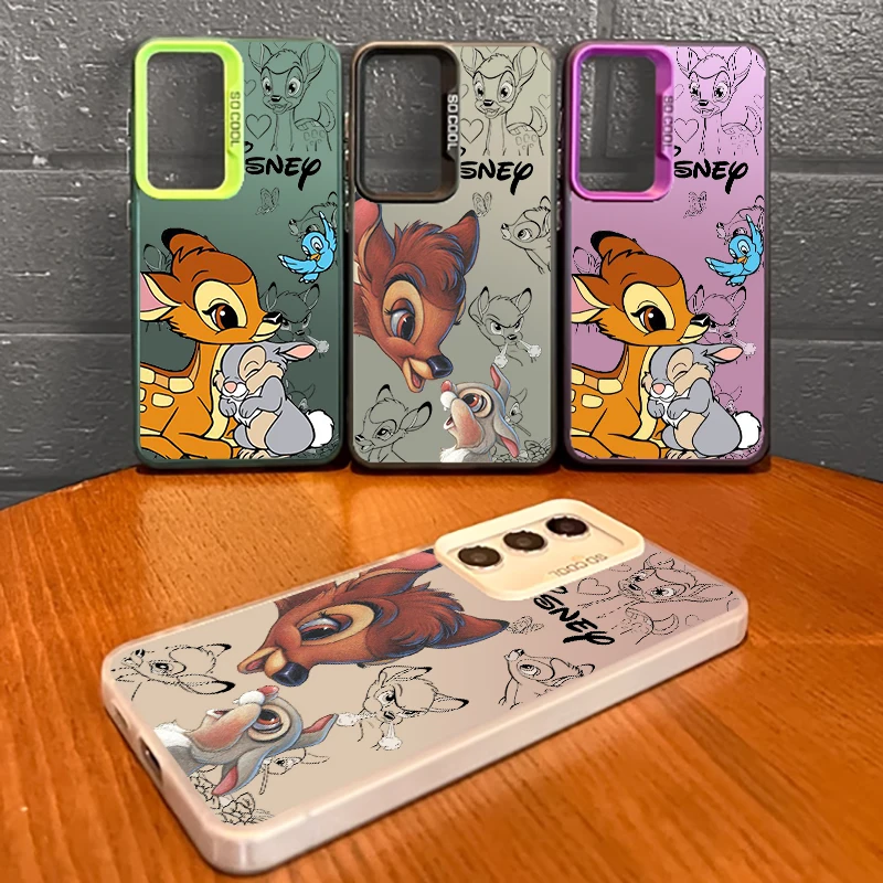 Disney Bambi Deer Cartoon Cute For Samsung Galaxy S24 S23 S22 S21 S20 Note 20 Ultra Plus FE 5G Colorful Silver Funda Phone Case