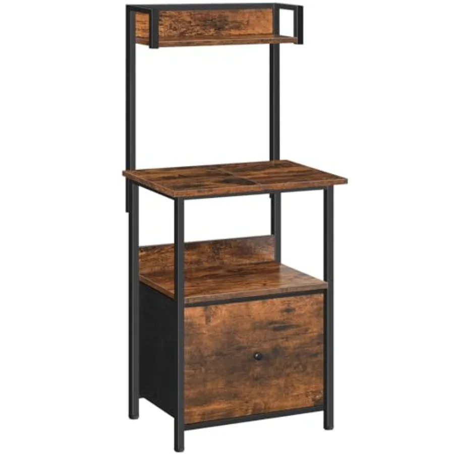 Printer Table with Storage, Home Printer Stand with File Cabinet, Fits A4/Letter Size Files, Printer Cabinet with Large Tableto