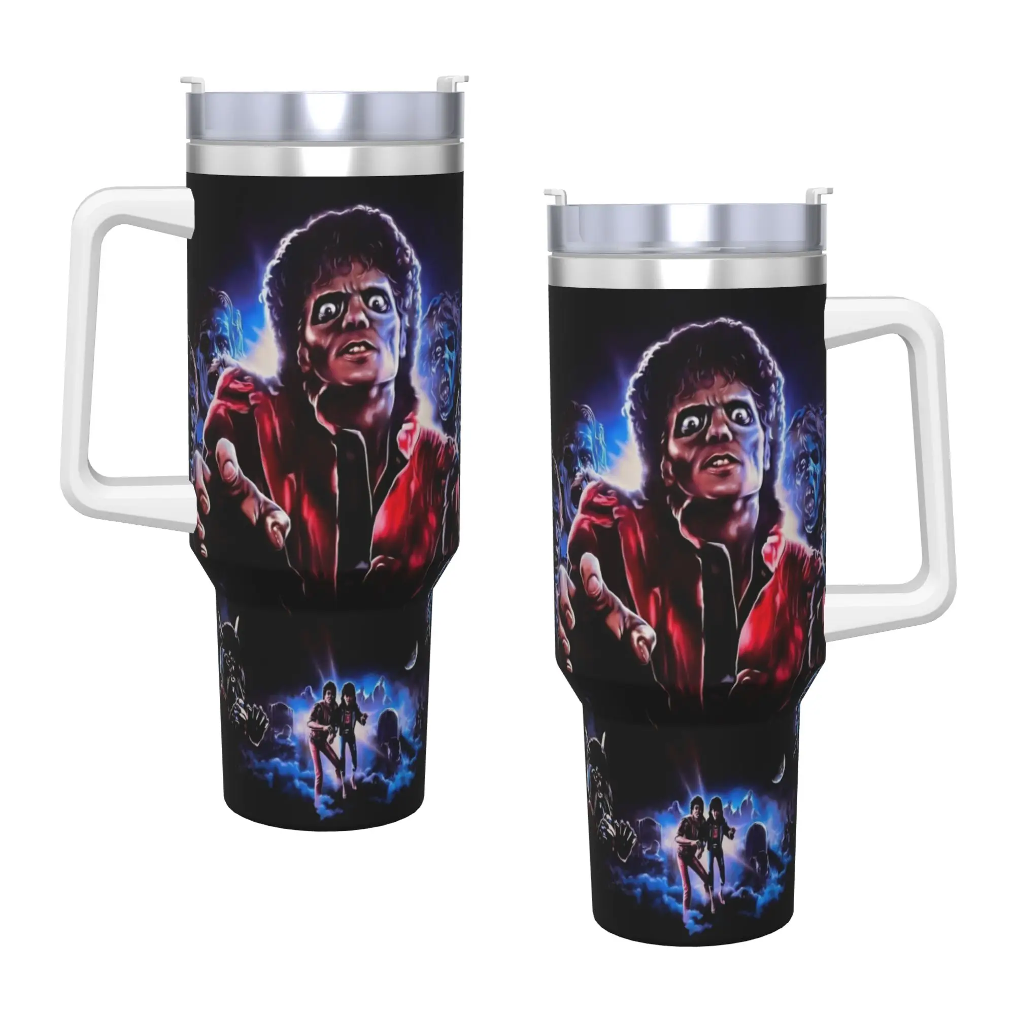 Stainless Steel Tumbler MJ King Of Pop Michael J-jackson Mugs Cup With Straws  Beach Cold and Hot Water Bottle 40oz Thermal Cups