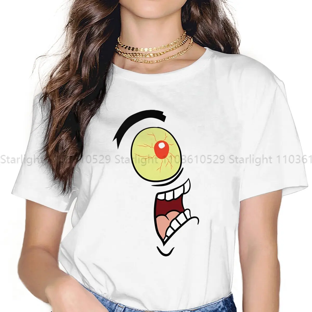 Shock Horror Plankton Women's T Shirt  Ladies Tees Harajuku Polyester Tops Graphic Tshirt y2k Hipster