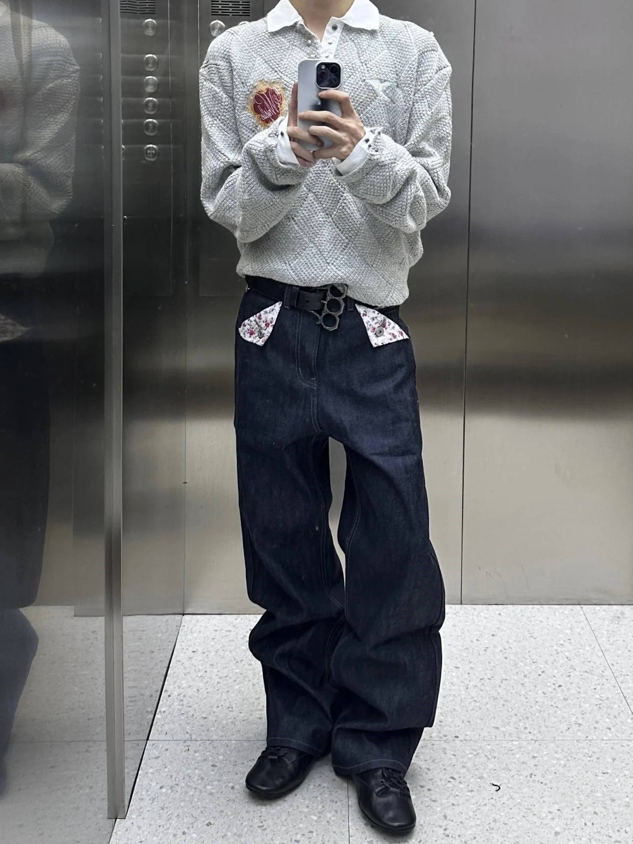 

Джинсы в стиле ретро с американским цветочным принтом в стиле пэчворк, свободные прямые брюки длиной до пола с широкими штанинами для мужчин и женщин