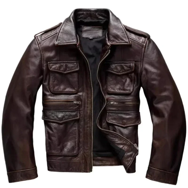 New Vintage Men\'s Leather Jackets Autumn Winter Casual Motorcycle Slim PU Jacket Biker Leather High Quality Fashion Overcoat