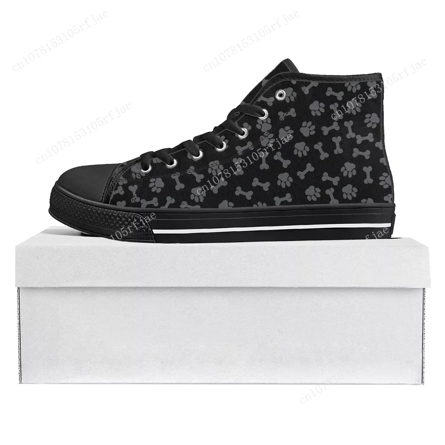 Dog Paw Print Pet Dog High Top High Quality Sneakers Mens Womens Teenager Canvas Sneaker Casual Couple Shoes Custom Shoe Black