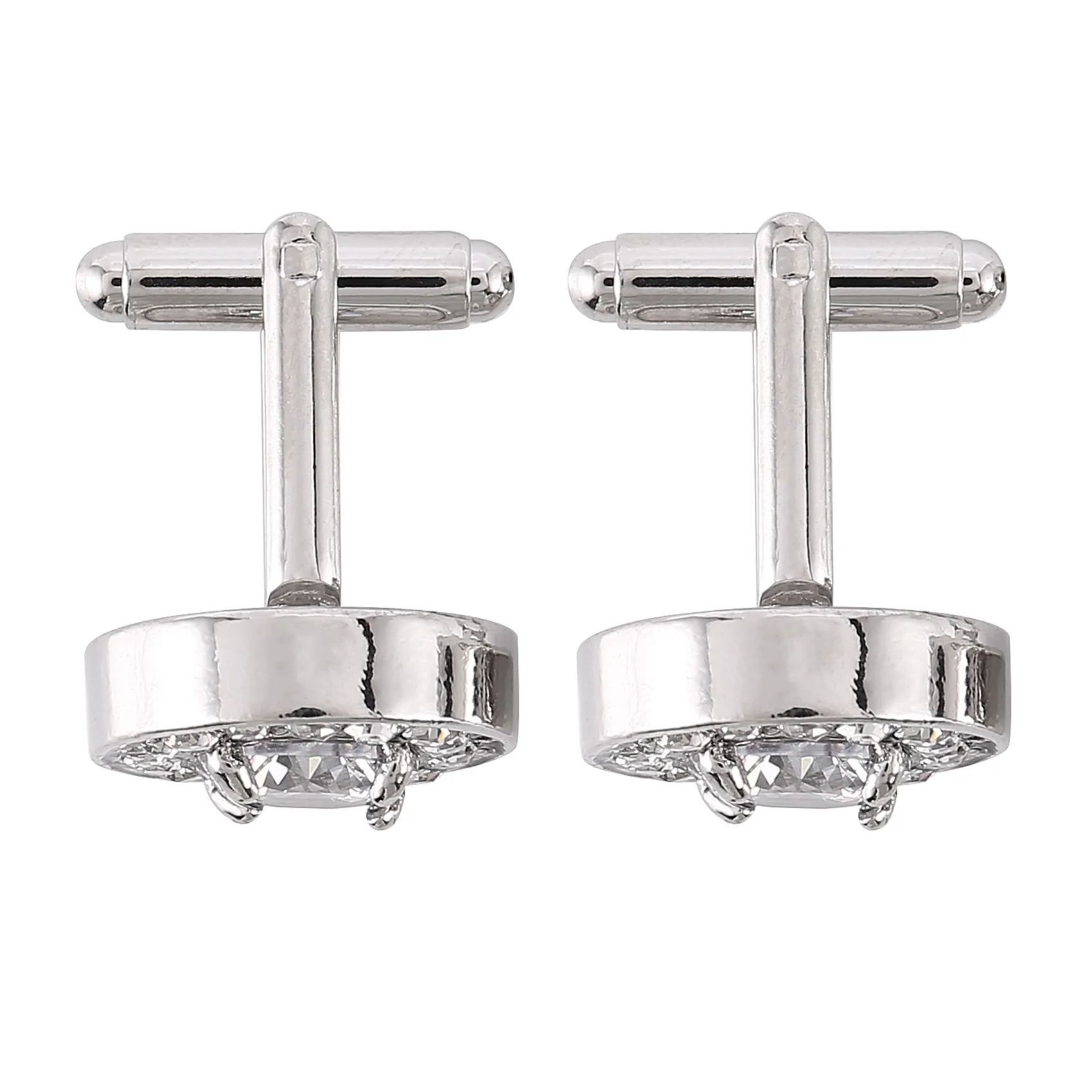 ABQR 1 Pair Fashion Diamond Cufflinks Cuff Links Womens Mens Dress Business Wedding Cufflinks Gift Present(White)